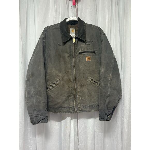 VTG Carhartt J97 Detroit Jacket Gravel Gray Blanket Lined Workwear USA Logo XL - Picture 1 of 16